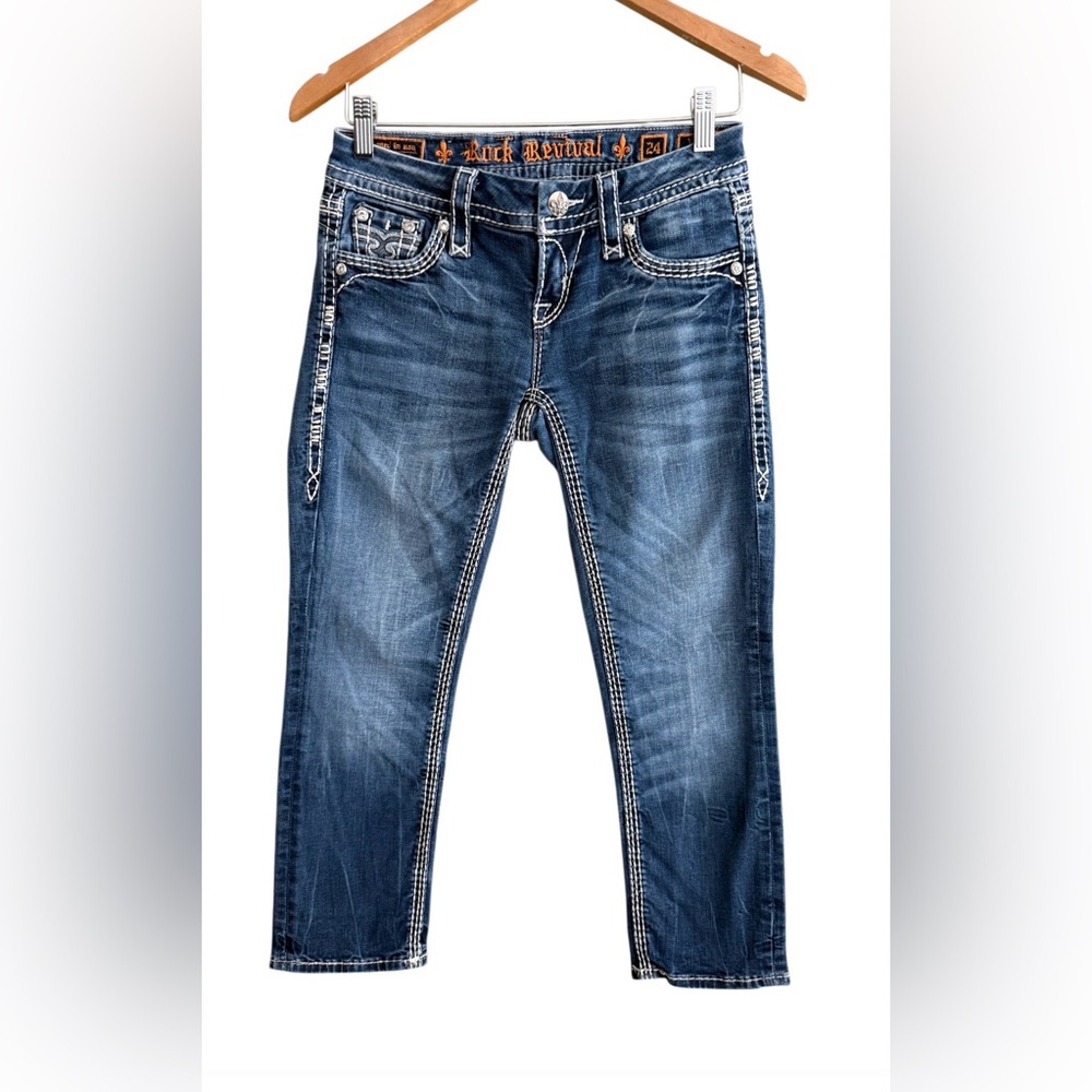 Rock Revival Vivian Easy Capri Blue Cropped Capris Jeans